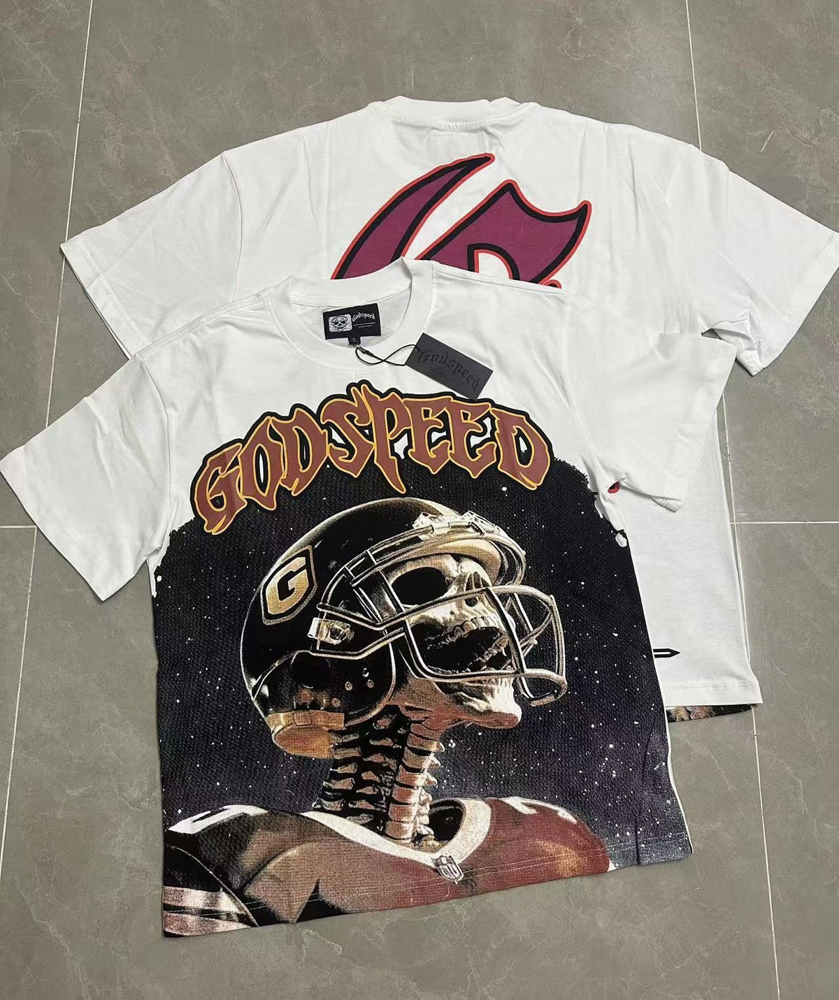 Godspeed Football Skeleton Graphic Short-Sleeve T-Shirt