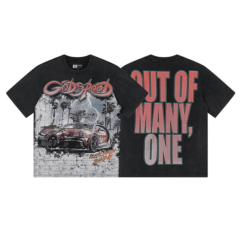 Godspeed Super Run Sunday Car Graphic Short-Sleeve T-Shirt