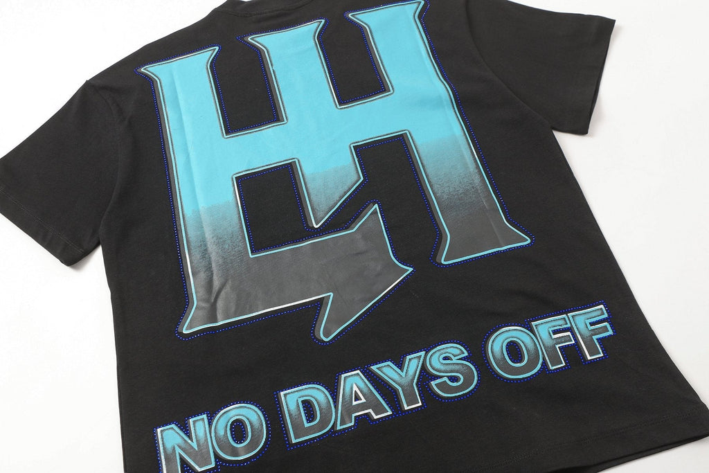 Life Hustlere Blue & White Graphic Black T-Shirt