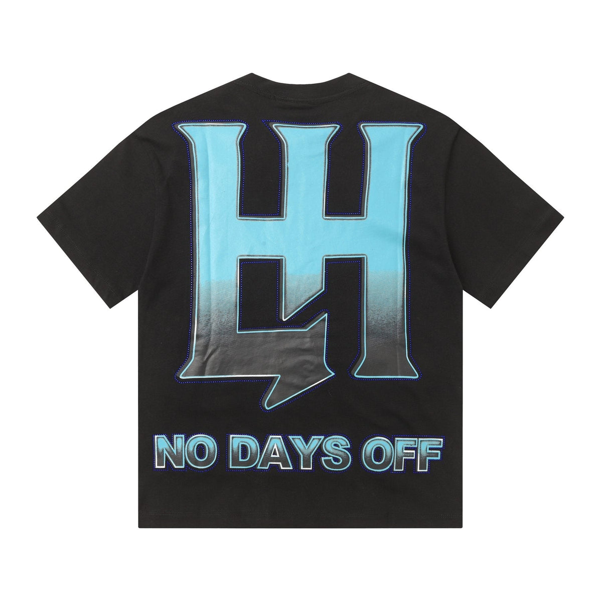 Life Hustlere Blue & White Graphic Black T-Shirt