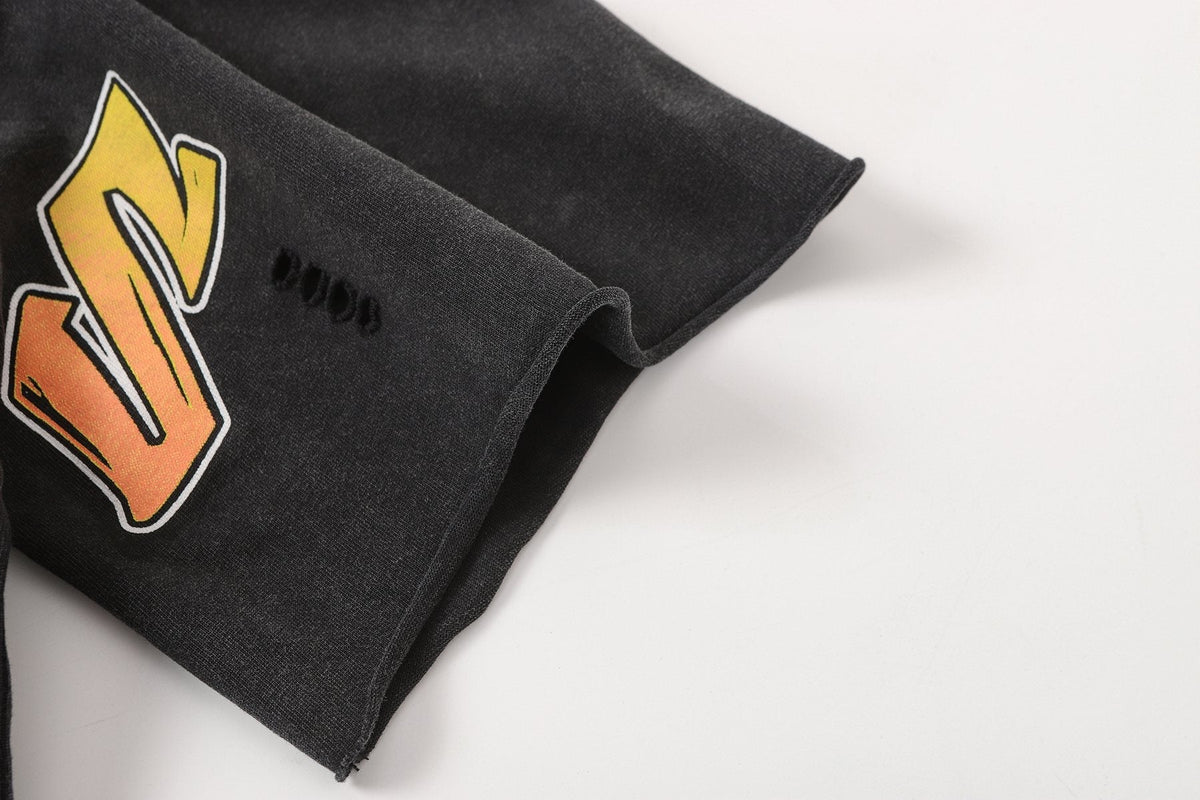 SAINT Washed Black Front & Back Graphic T-Shirt