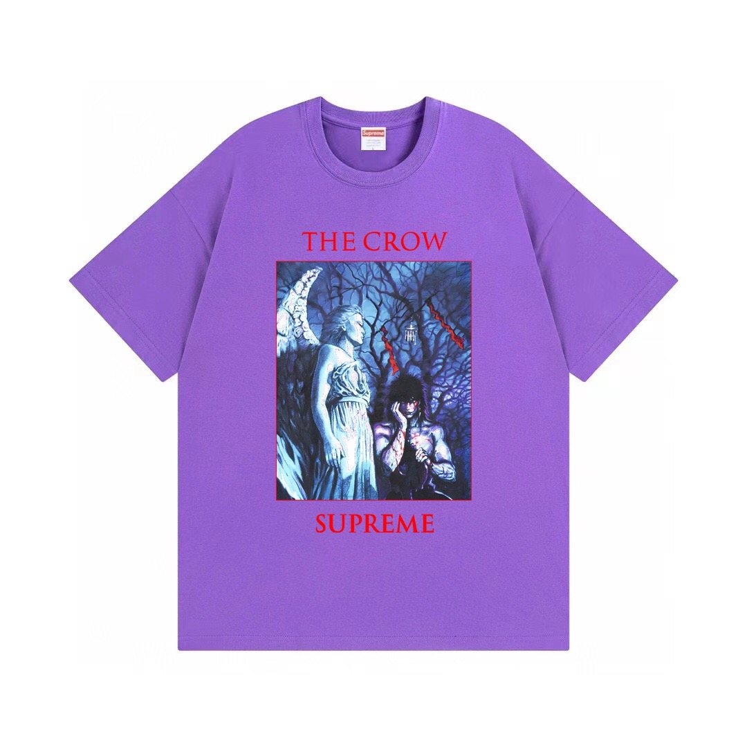 Supreme Crow Angel & Demon Graphic Short-Sleeve T-Shirt