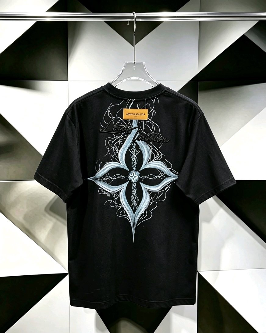 Louis Vuitton*LV Floral Embroidered Short-Sleeve T-Shirt