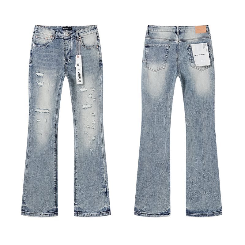 Purple Brand Light Blue Distressed Flare Jeans