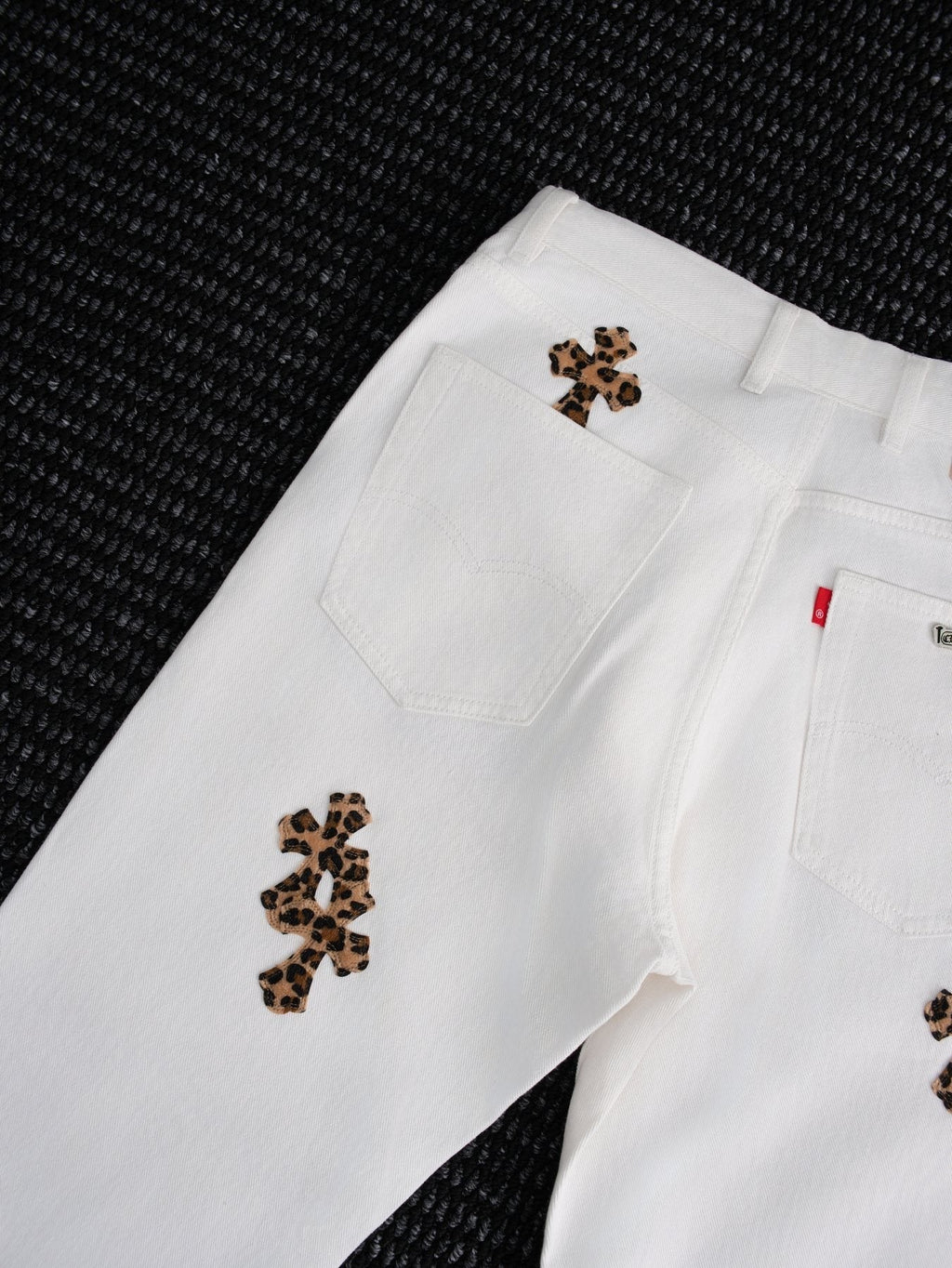 Chrome Hearts White Cross Applique Graphic Jeans