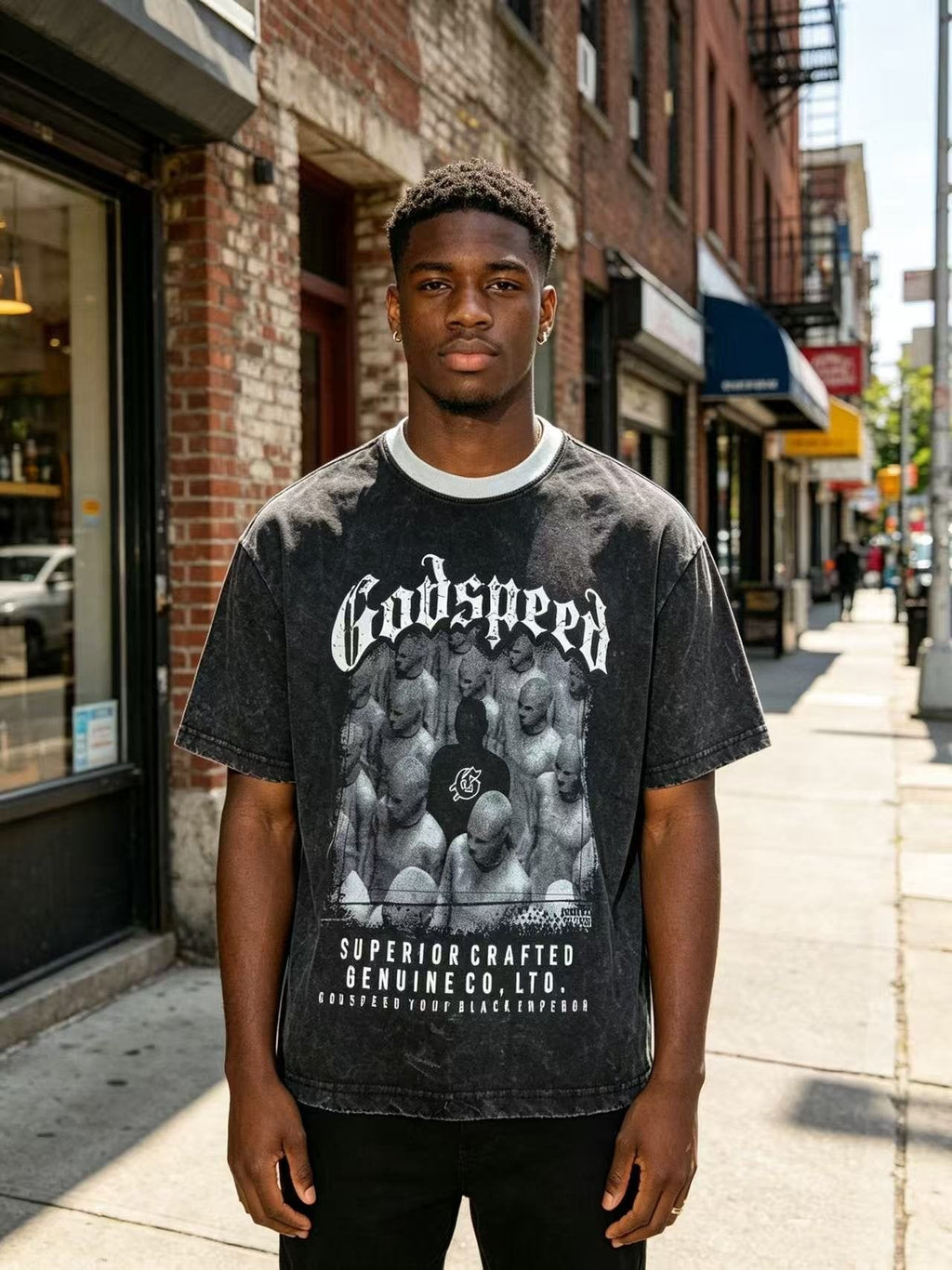 Godspeed Acid-Wash Graphic T-Shirt