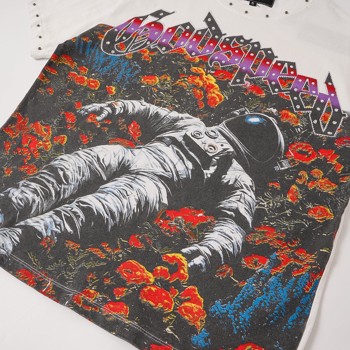 Godspeed Astronaut Flowers Studded Short-Sleeve T-Shirt
