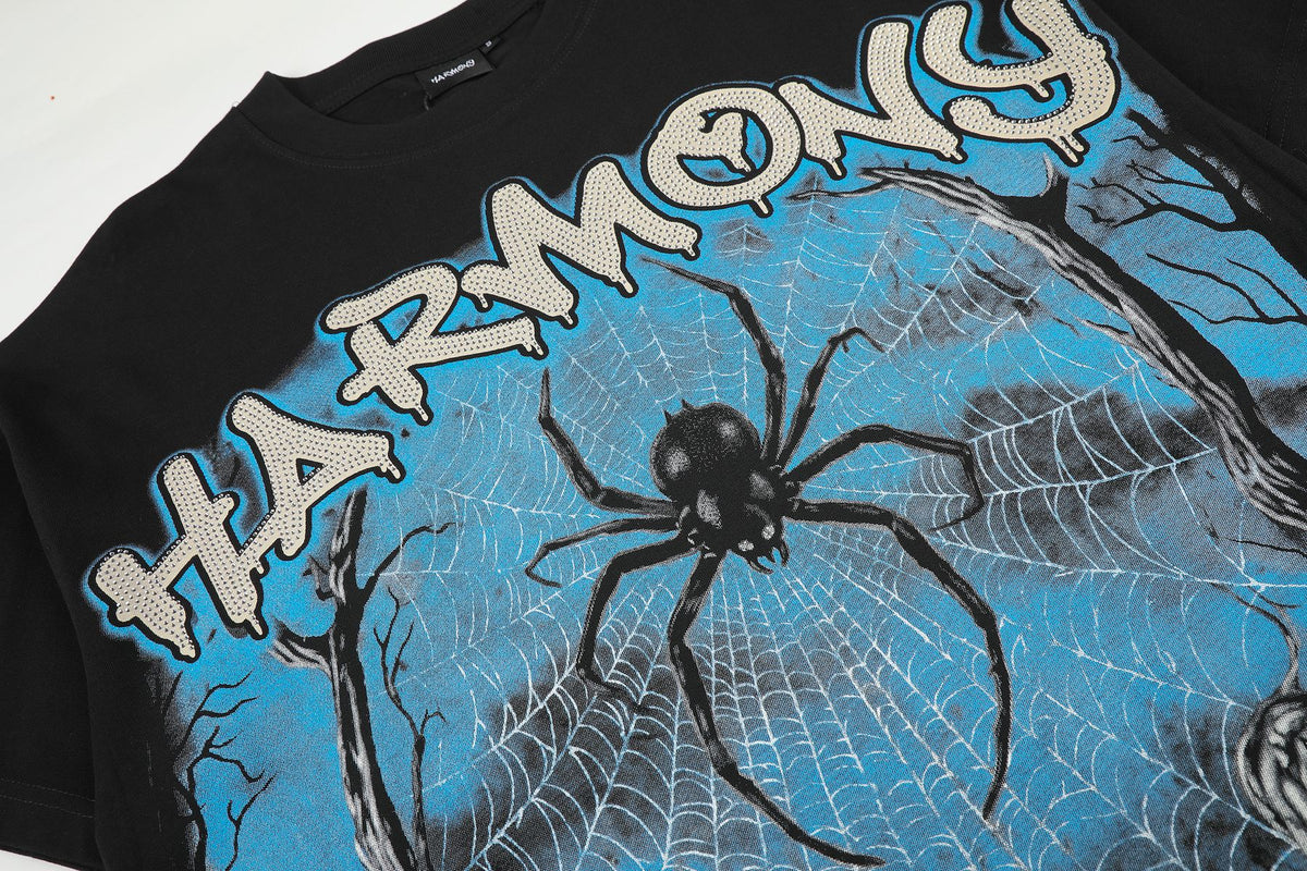 HARMONY Spider Web Graphic Black Short-Sleeve T-Shirt