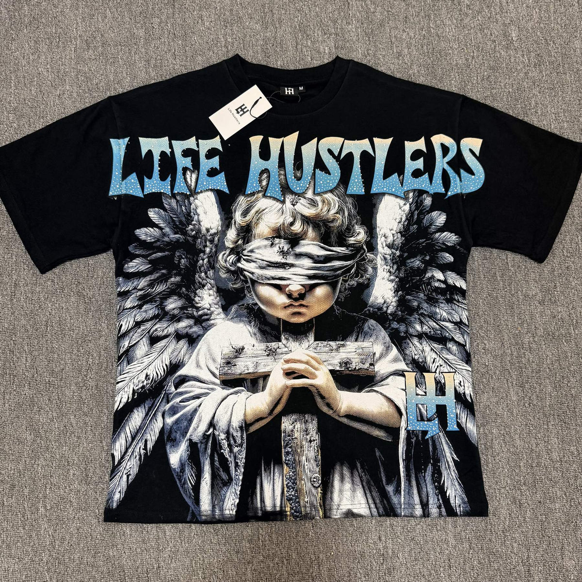 Life Hustlere Angel Graphic T-Shirt - White/Black