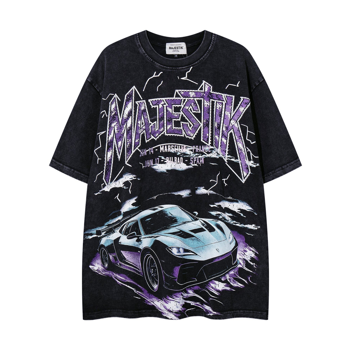 MAJESTIK Washed Rhinestone Graphic T-Shirt