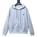 AMI Paris grey Ami de Coeur zip-up hoodie