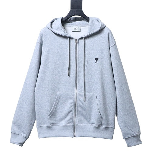 AMI Paris grey Ami de Coeur zip-up hoodie