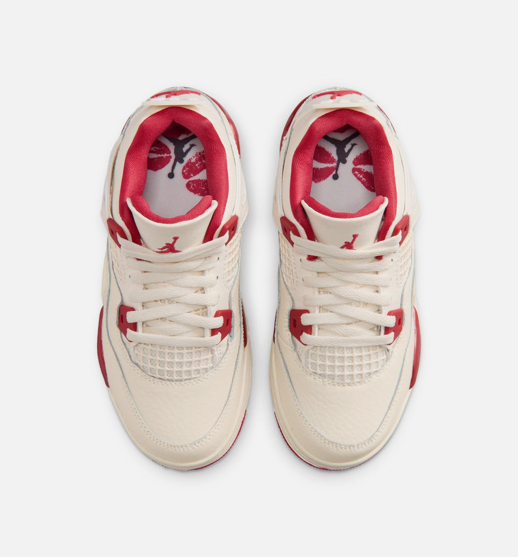 Air Jordan 4 Retro "Valentine's Day" Preschool Lifestyle Shoes – Pale Ivory/Sierra Red/Tough Red