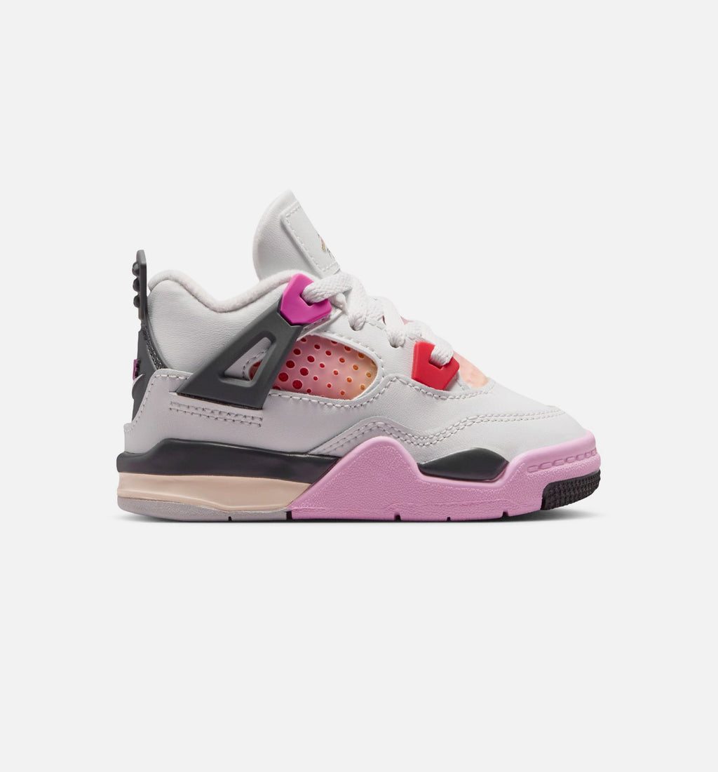 Air Jordan 4 Retro Comic Infant & Toddler Lifestyle Shoes - Off White/Fire Pink/Anthracite