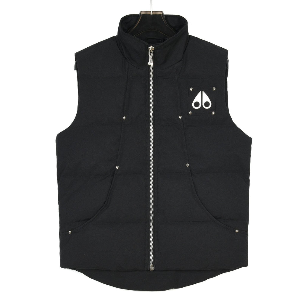 Moose Knuckles Black Logo Quilted Down Vest