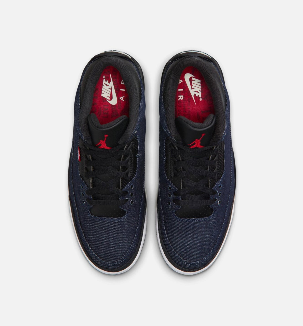 Air Jordan 3 x Levi's Indigo and Gym Red Men's Sneakers - Denim / Black / Sail