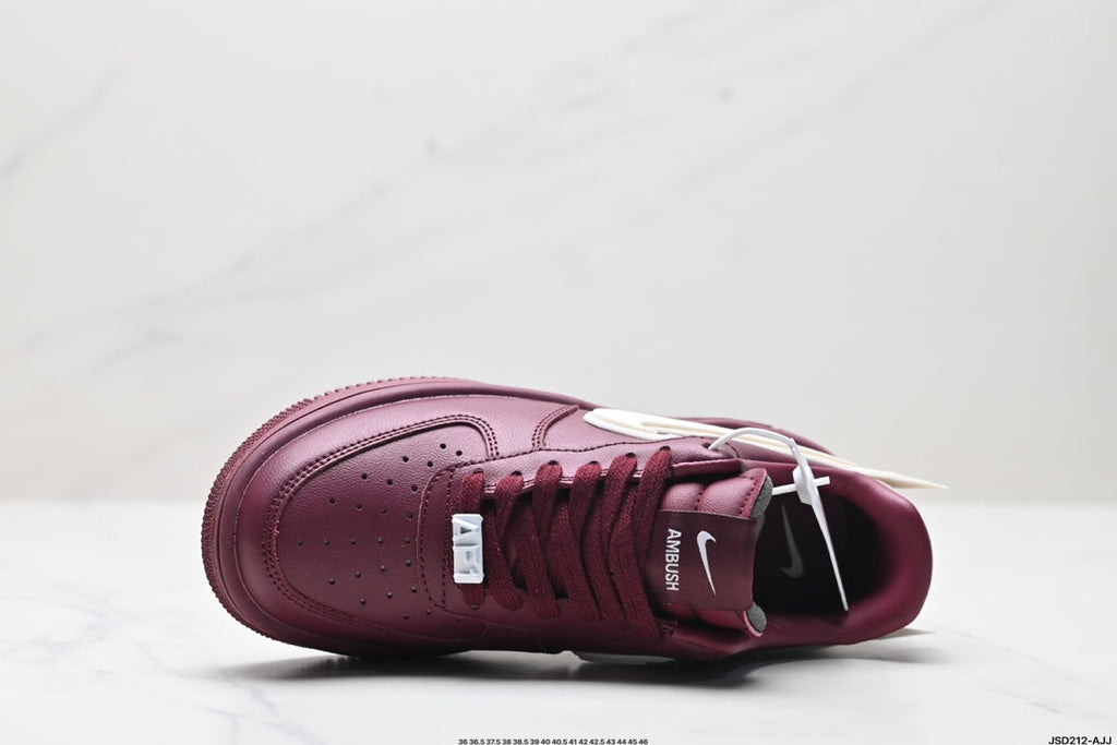 Nike Air Force 1 Low Burgundy White Unisex Sneakers Style 11