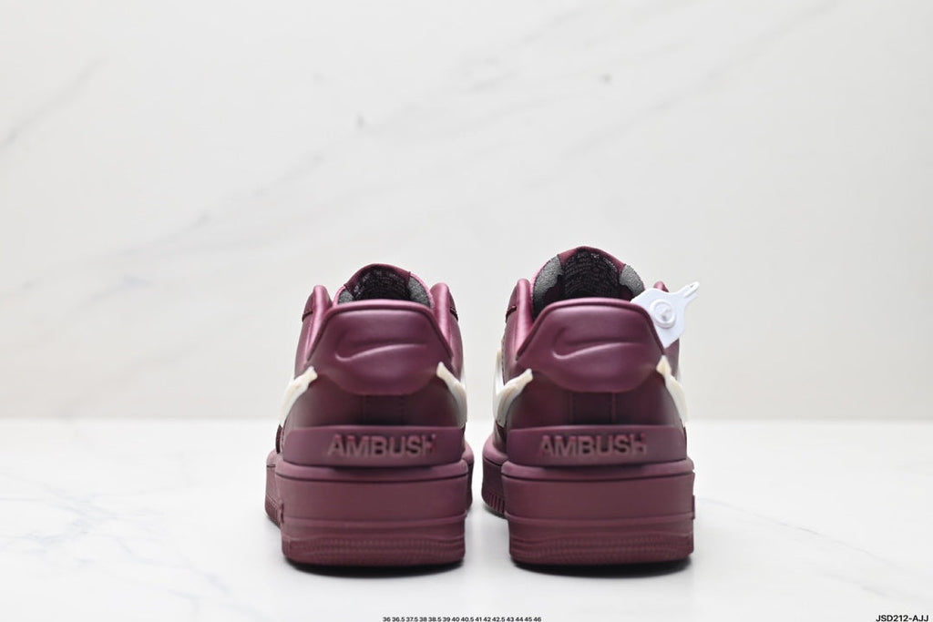 Nike Air Force 1 Low Burgundy White Unisex Sneakers Style 11