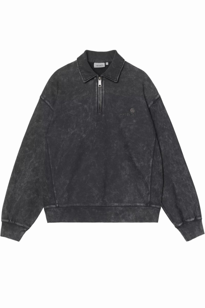 CARHARTT WIP LAMBERT POLO SWEAT Black Moon Wash