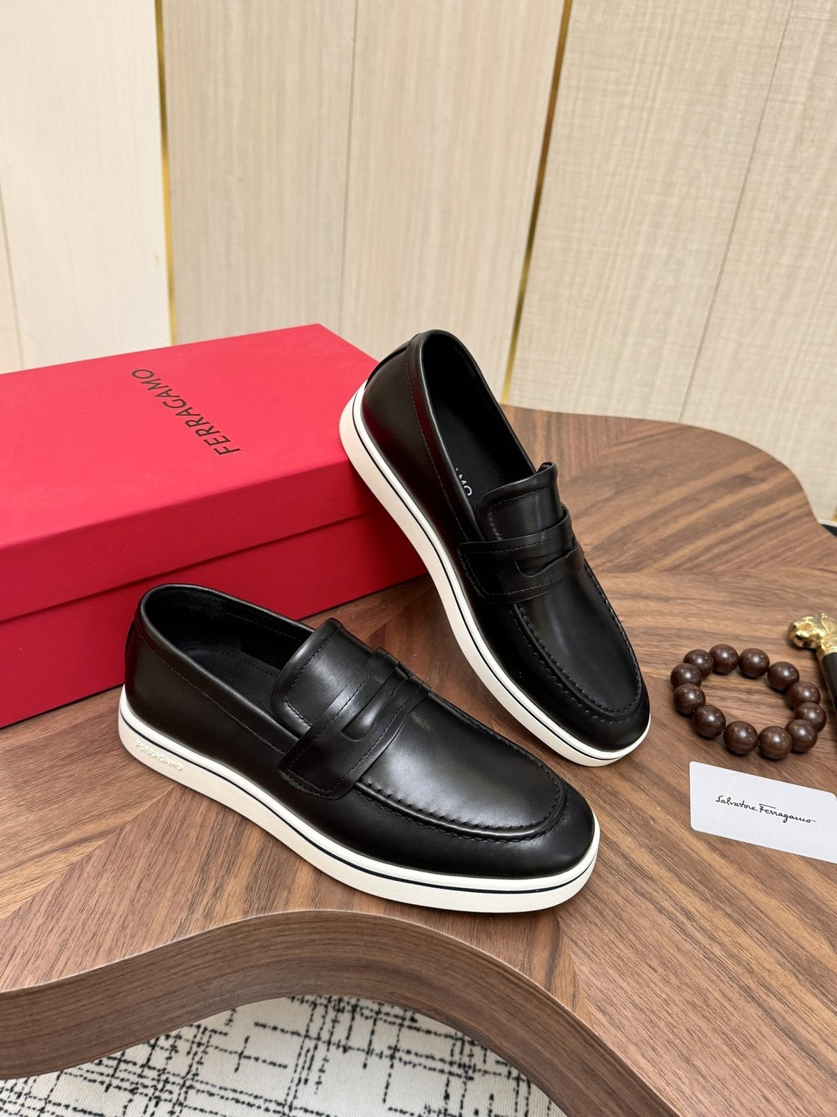 Salvatore Ferragamo Black Penny Loafers
