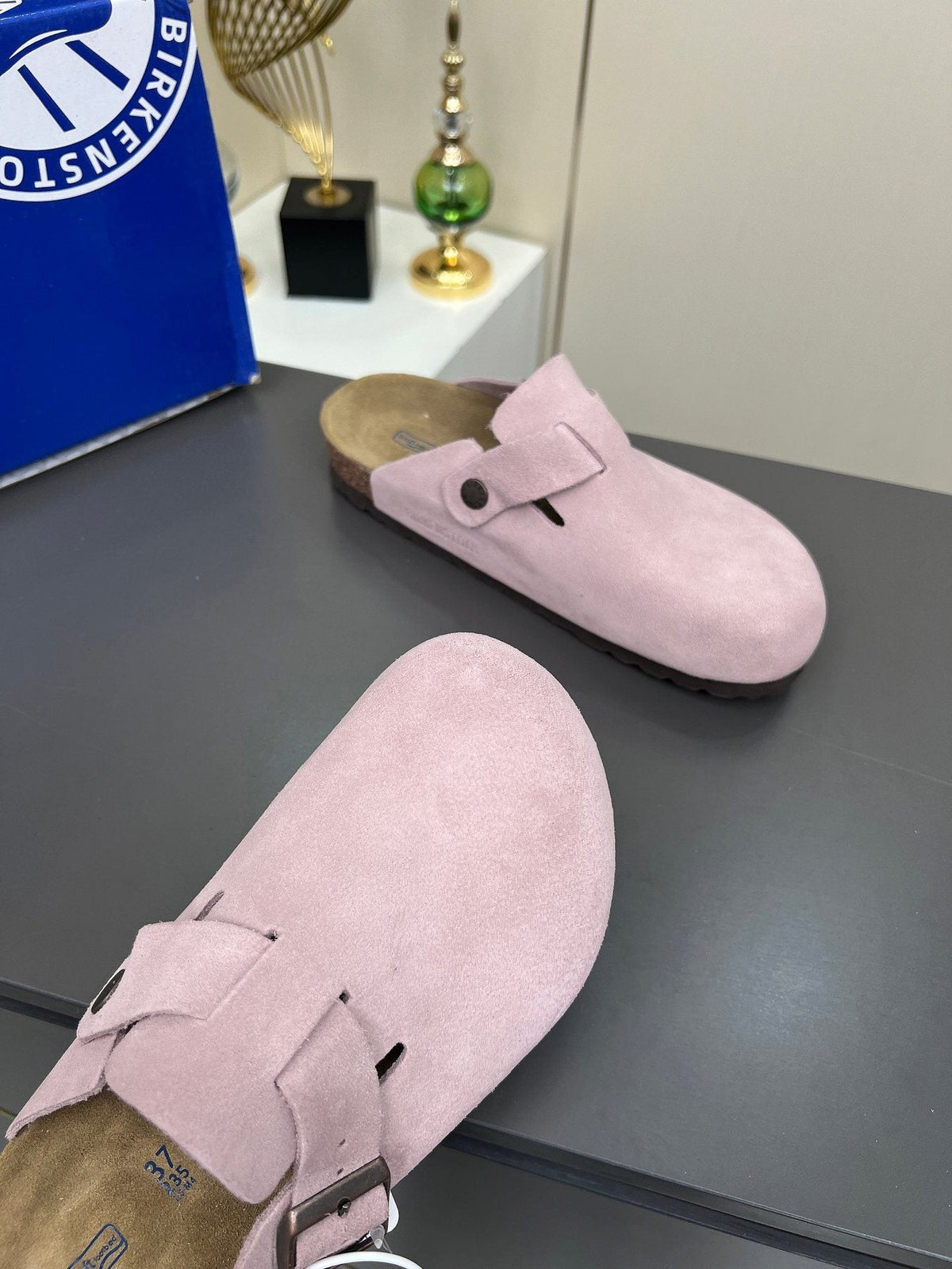 Birkenstock Light Pink Buckle Clogs