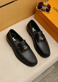 Louis Vuitton Black Pebbled Leather Loafers