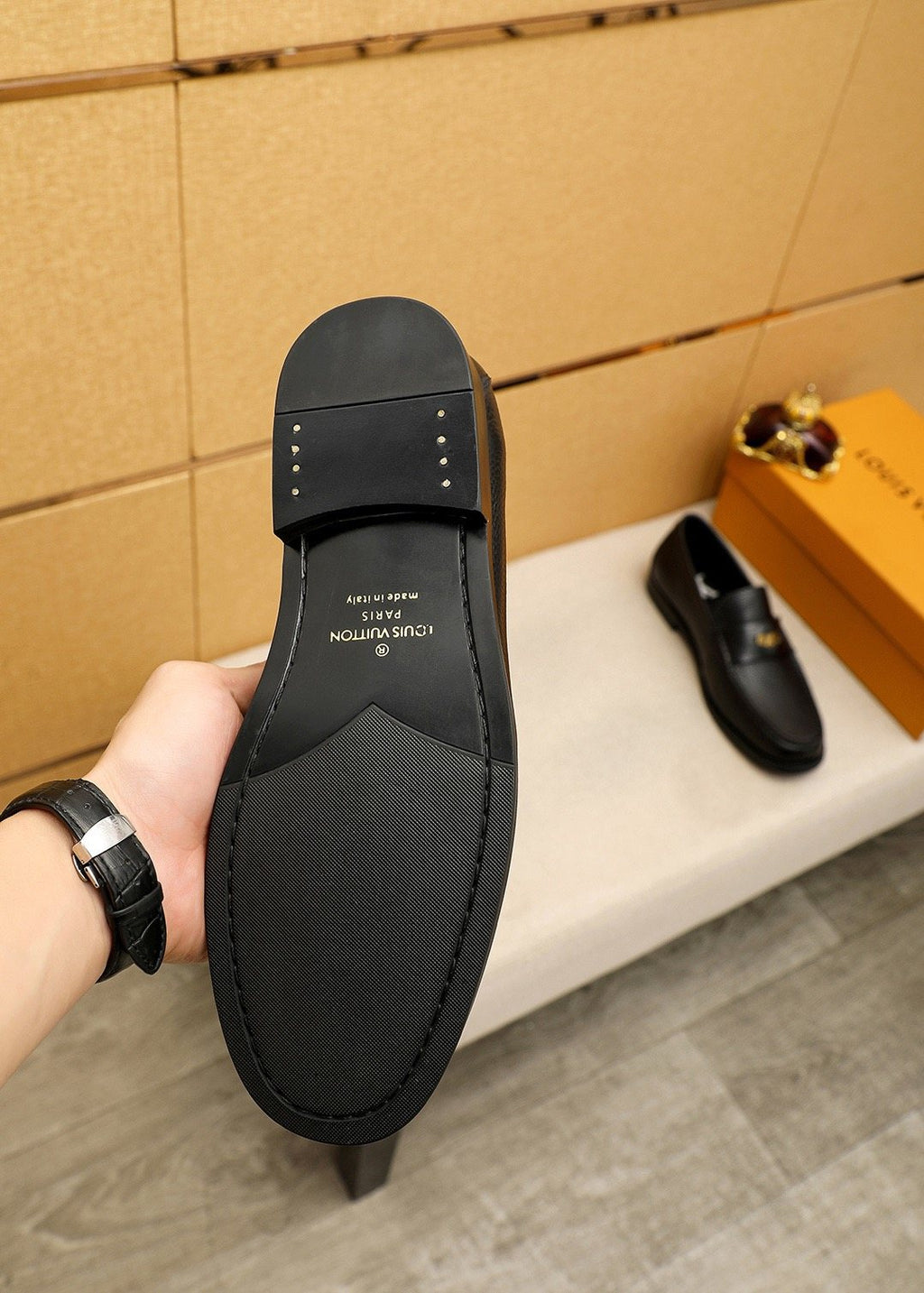 Louis Vuitton Black Pebbled Leather Loafers