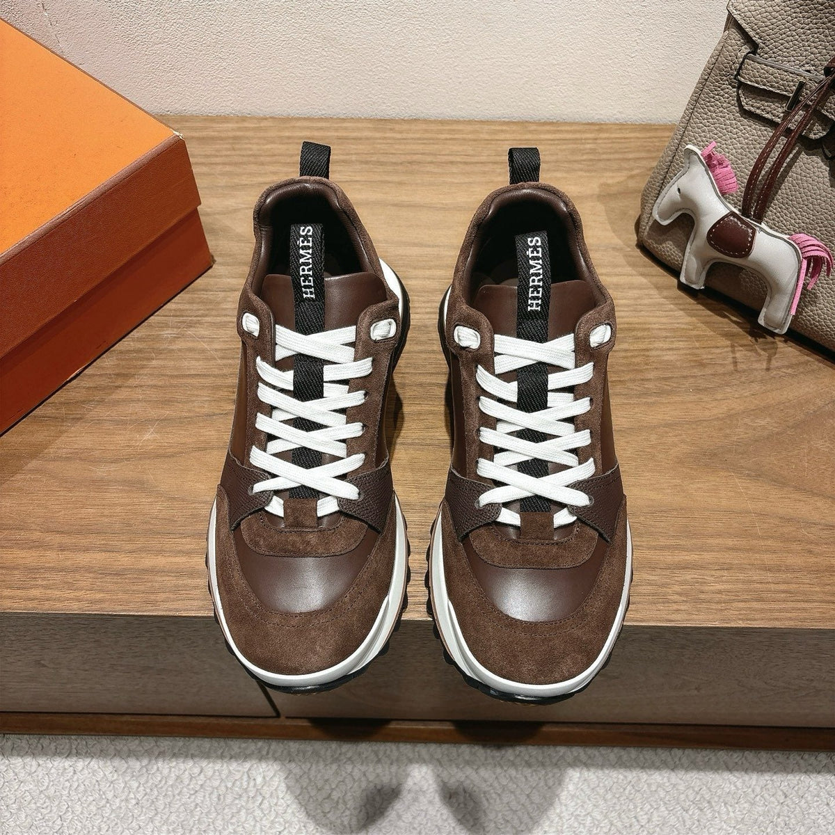 Hermes Brown Low-Top Sneakers