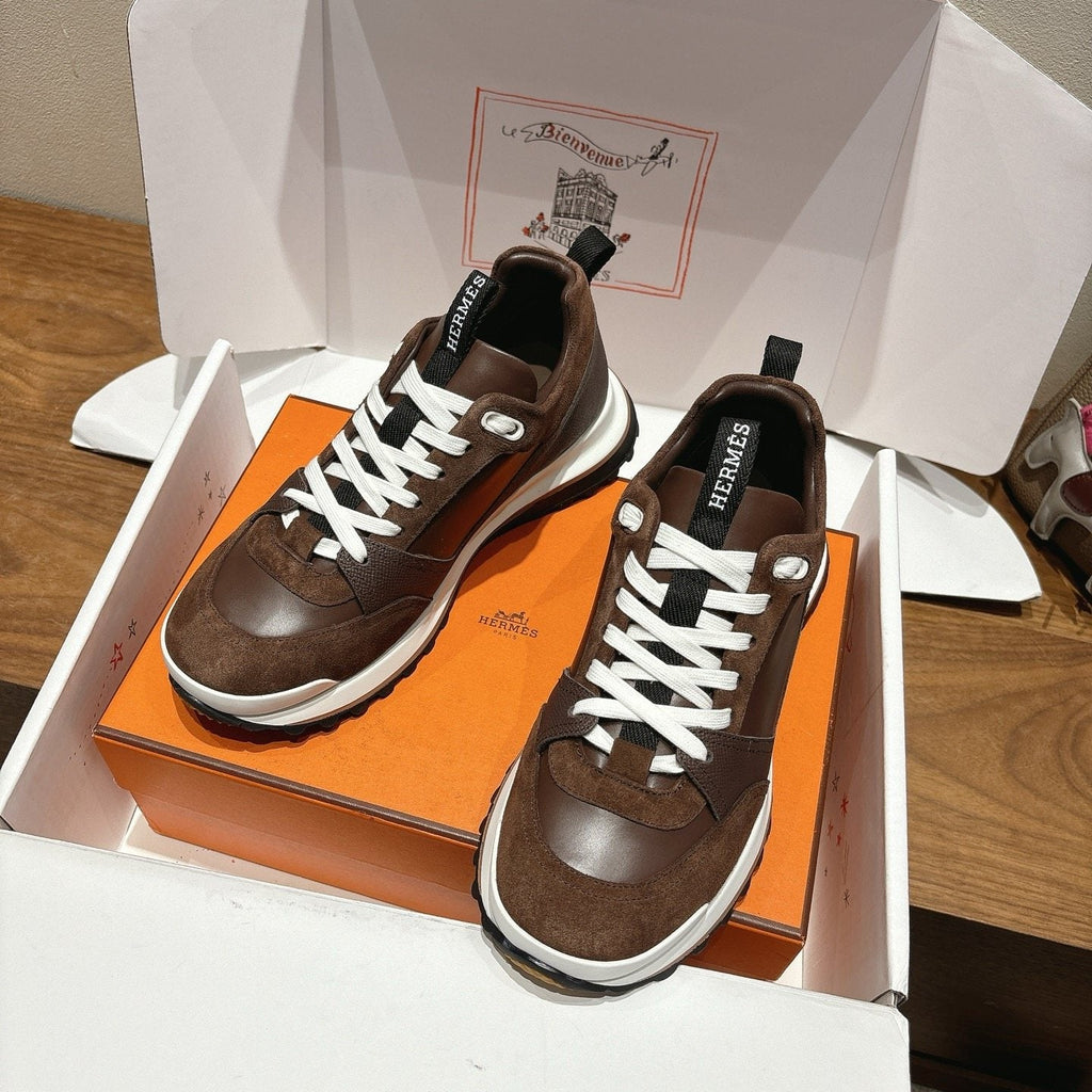 Hermes Brown Low-Top Sneakers