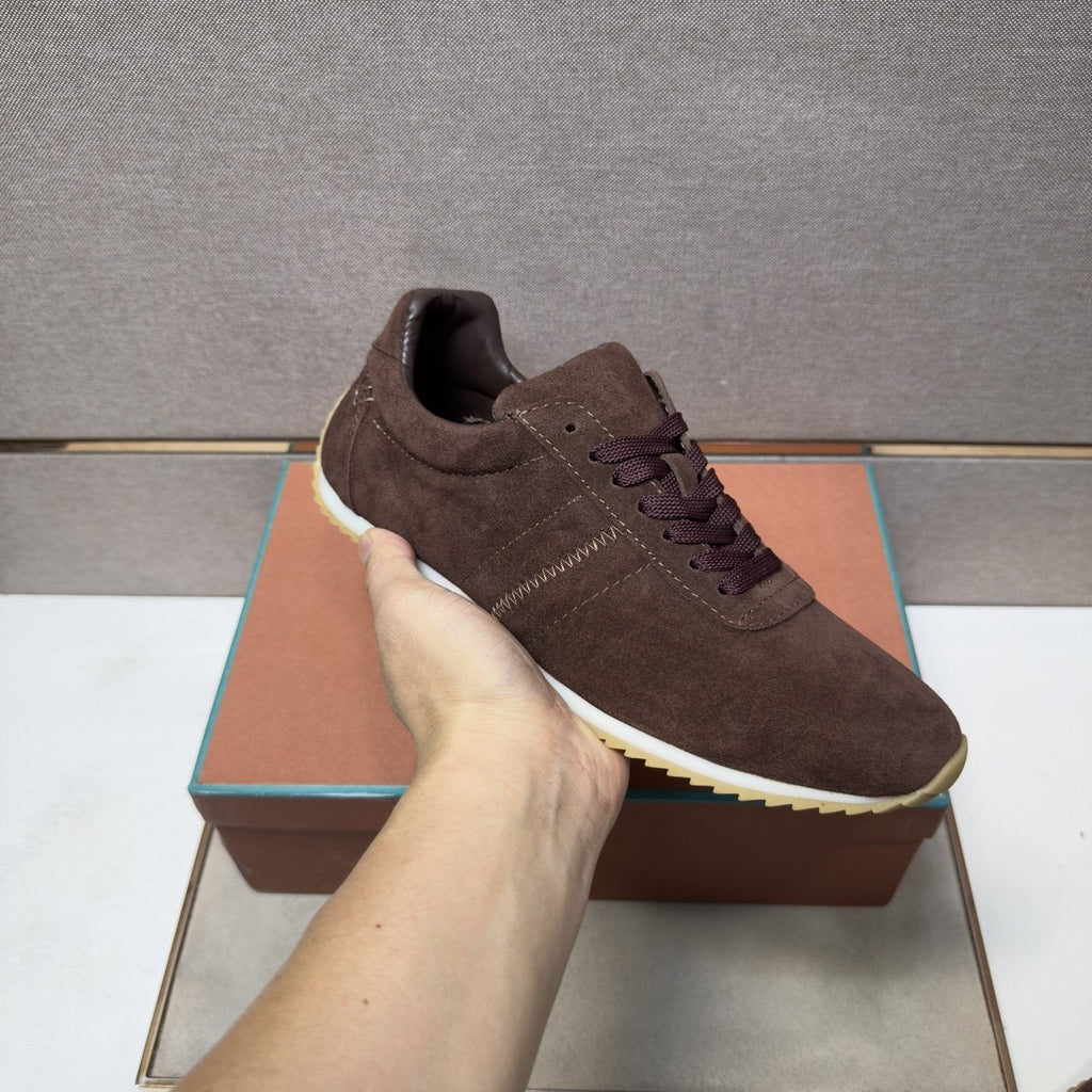 Loro Piana Dark Brown Lace-Up Casual Shoes