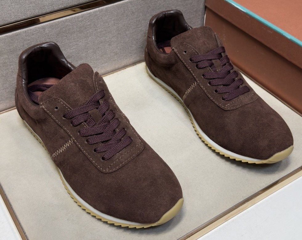 Loro Piana Dark Brown Lace-Up Casual Shoes