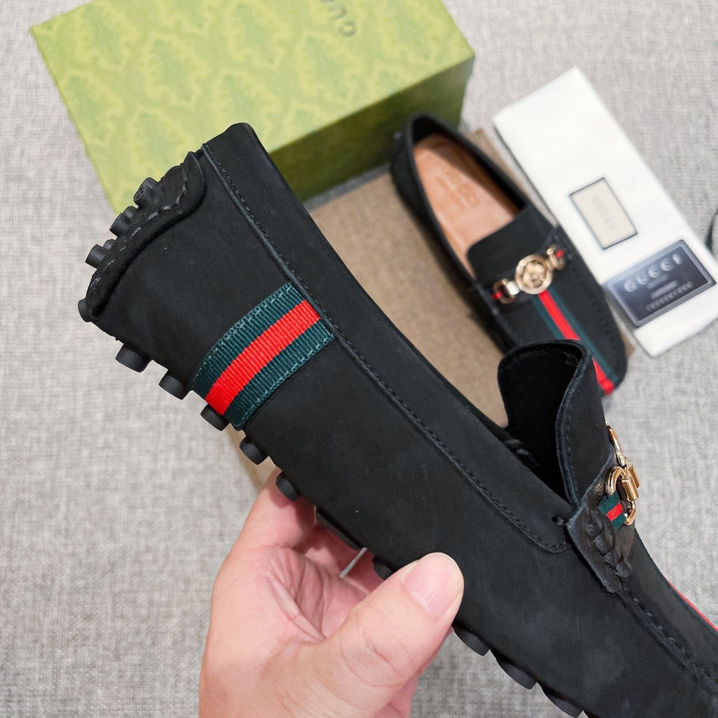 Gucci Black Stripe Driving Shoes