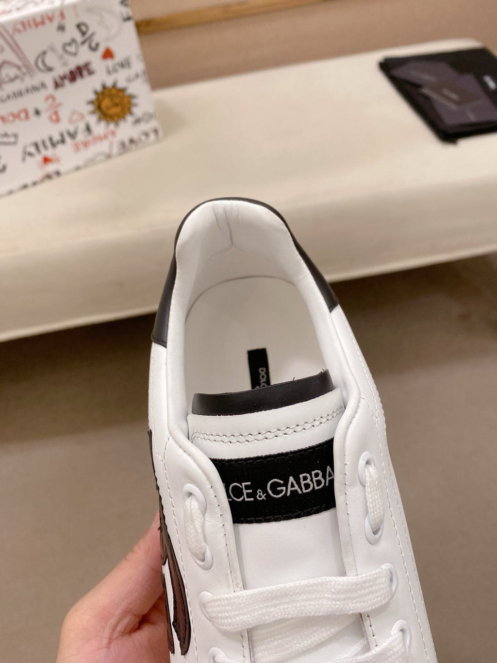 Dolce & Gabbana Men's White Black Accent Sneakers