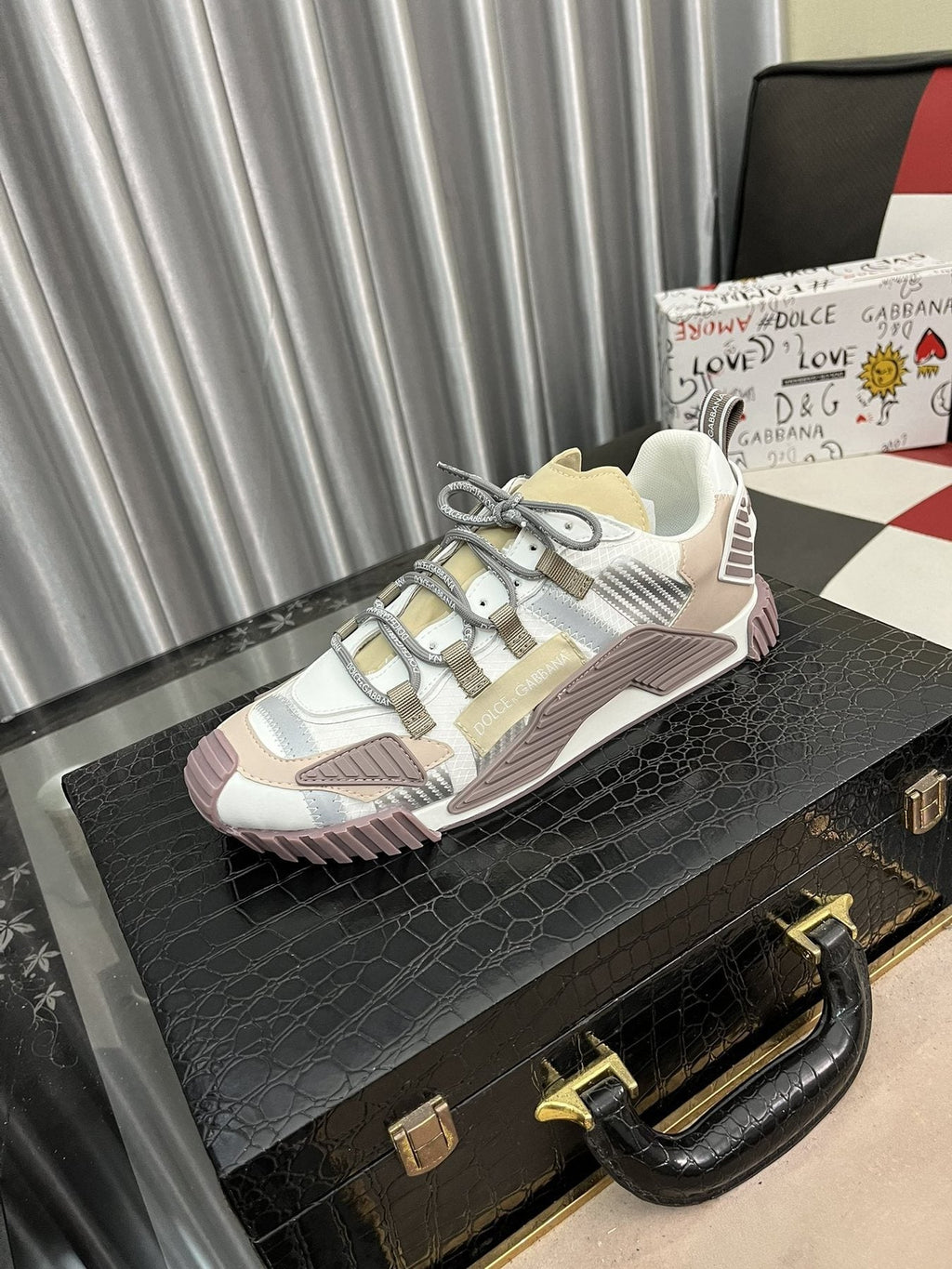 Dolce & Gabbana Cream and Mauve Chunky Sneakers