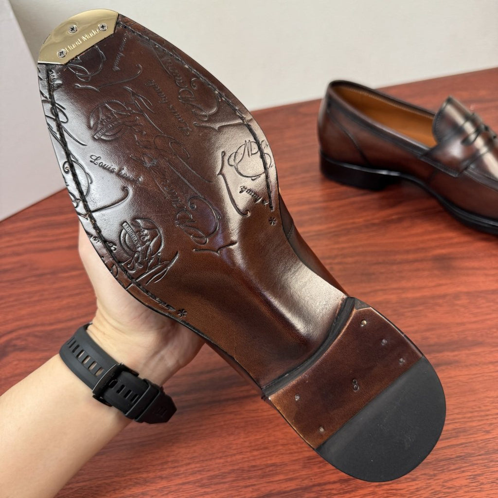 Berluti Men's Burnished Penny Loafers