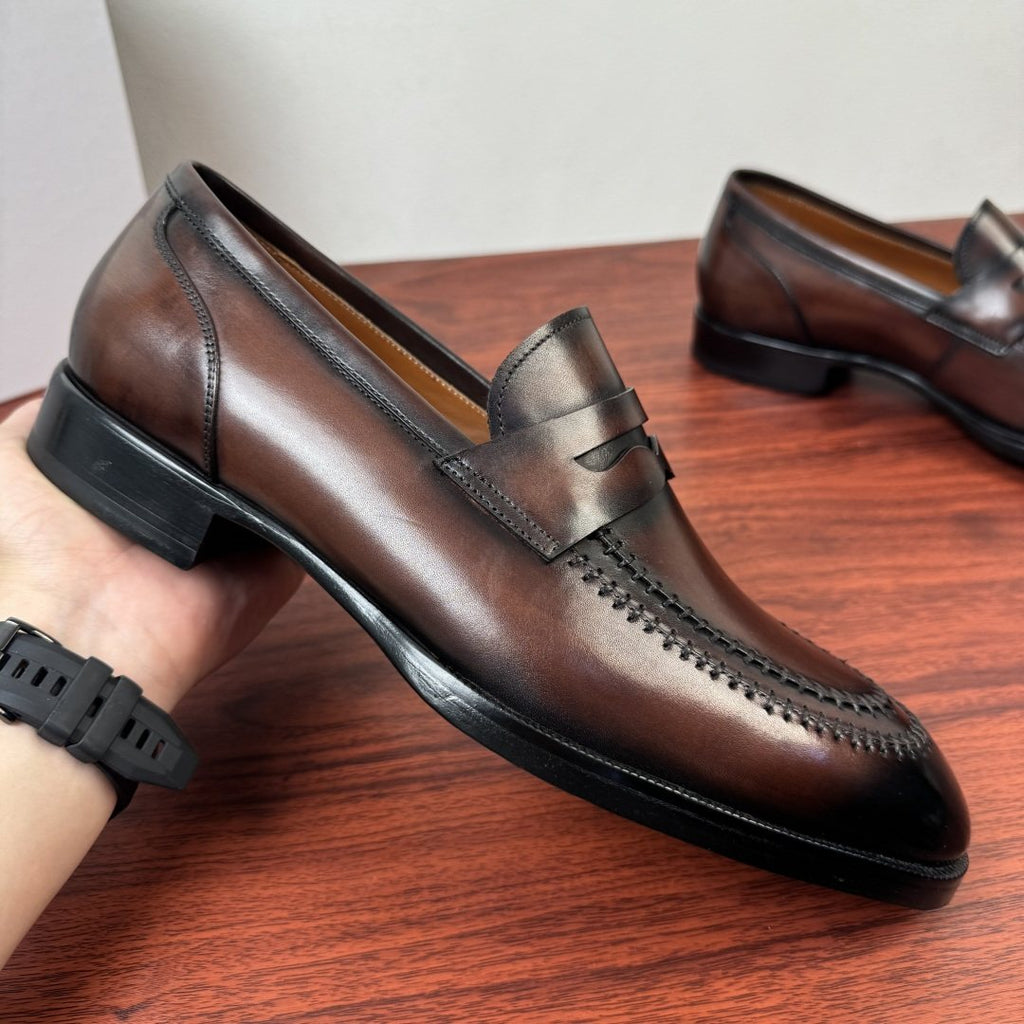 Berluti Men's Burnished Penny Loafers