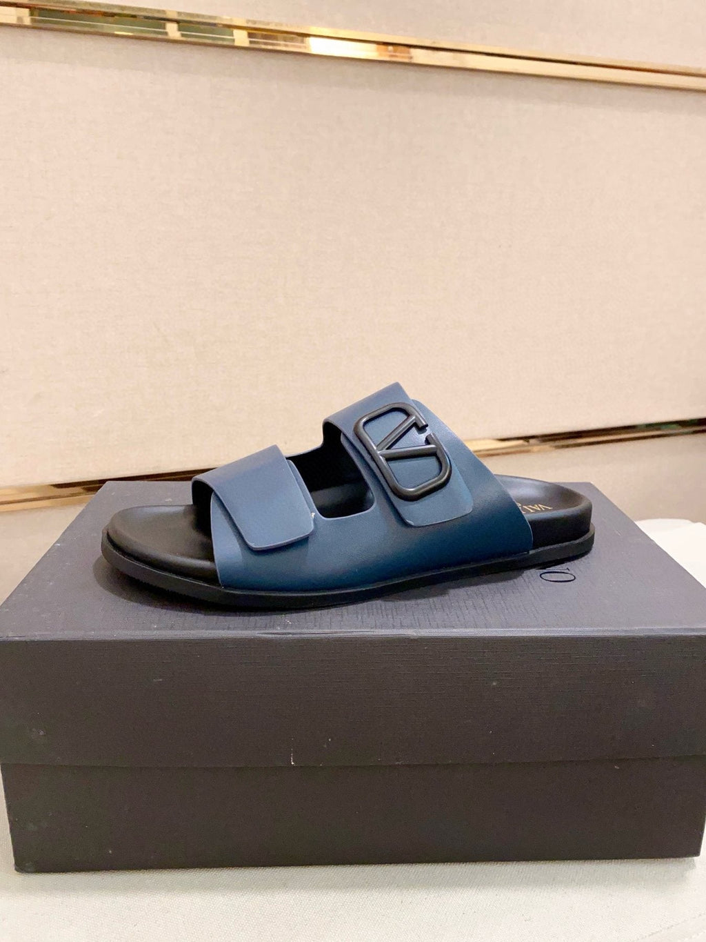 Valentino Men's Two-Strap Buckle Slide Sandals