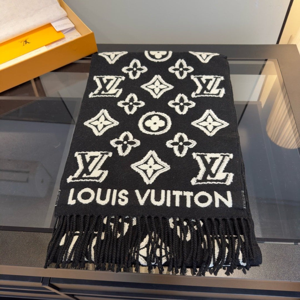 Louis Vuitton Fringed Monogram-Style Scarf