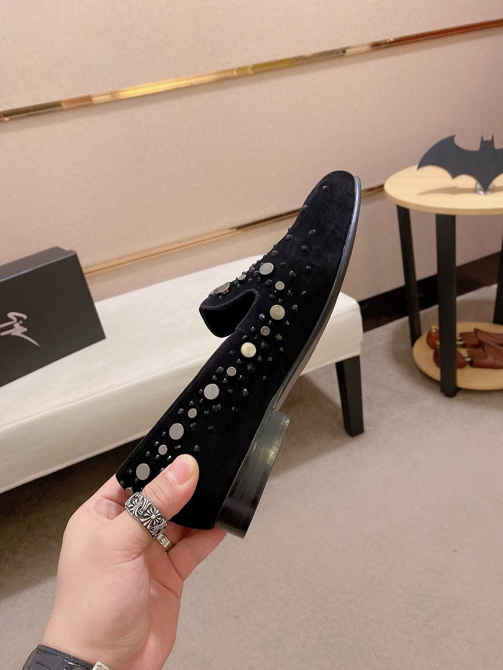 Giuseppe Zanotti Men's Black Studded Slip-On Shoes
