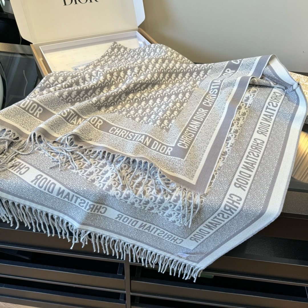 Dior Fringed Patterned Shawl