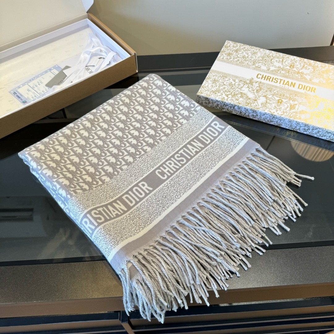 Dior Fringed Patterned Shawl