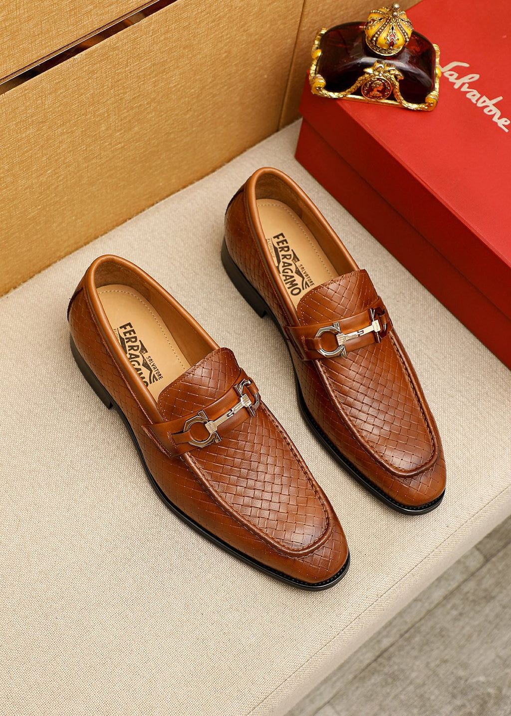Salvatore Ferragamo Textured Buckle Loafers