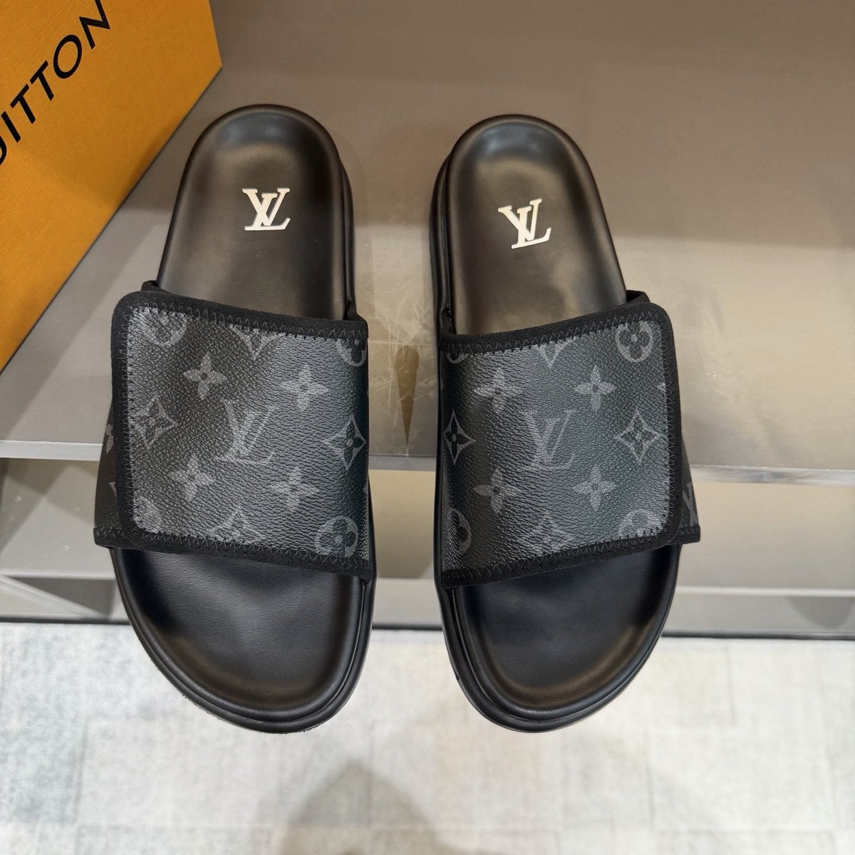 Louis Vuitton Monogram-Patterned Slide Sandals