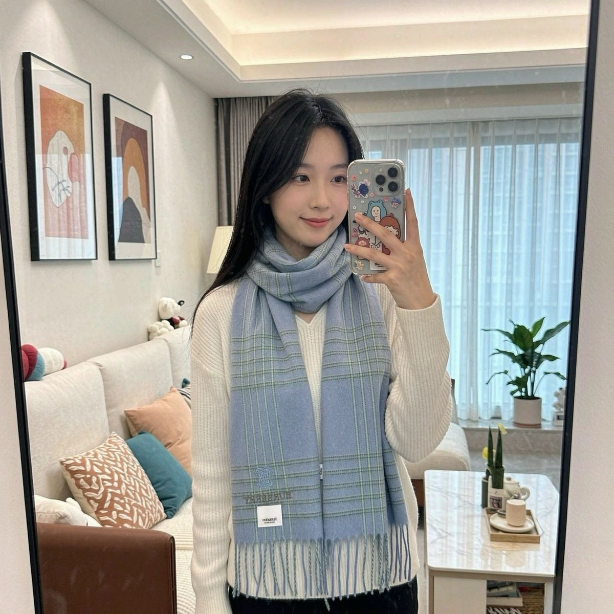 Burberry Plaid Fringe Scarf