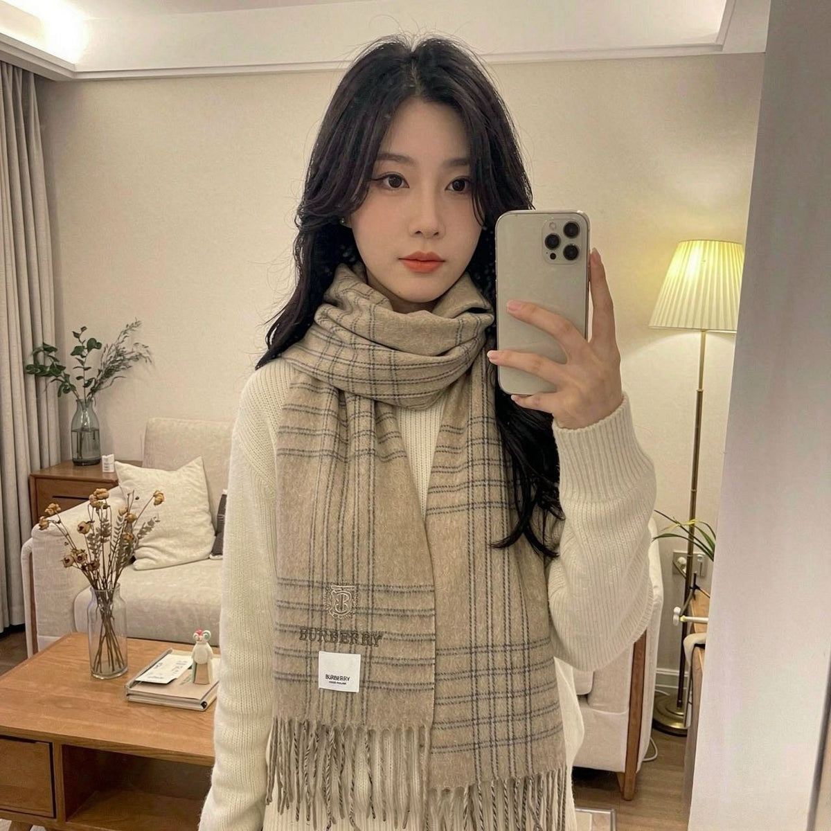 Burberry Plaid Fringe Scarf