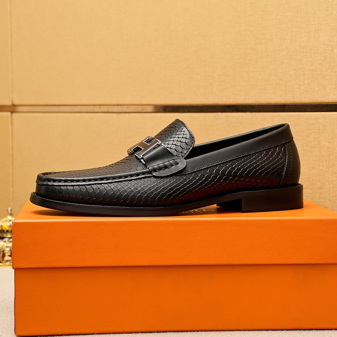 Hermès Textured Hardware Loafers
