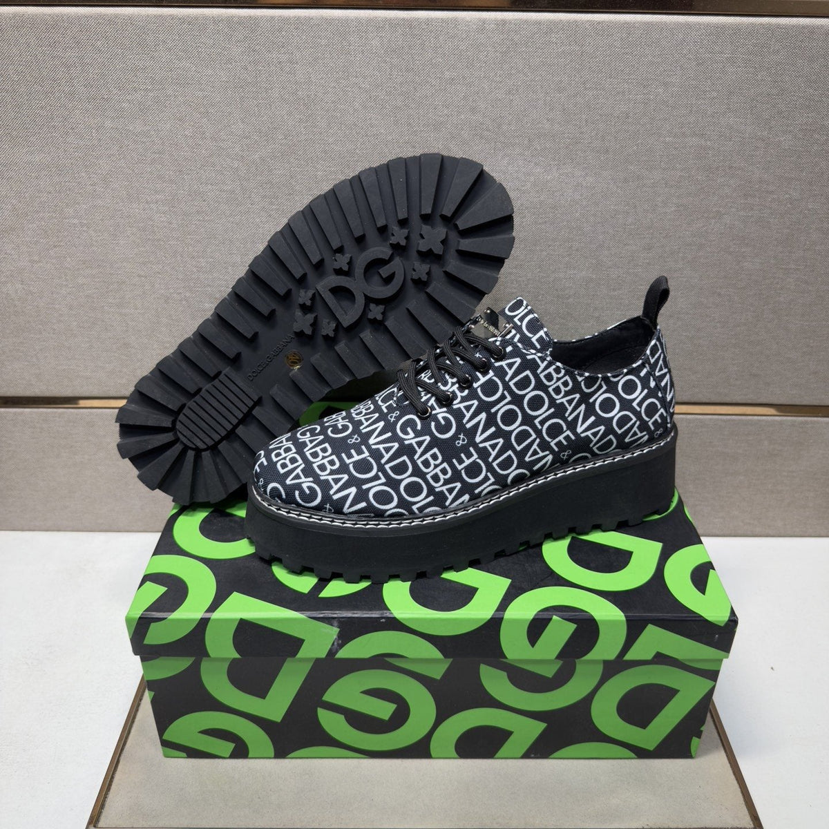 Dolce & Gabbana Letter Print Lug Sole Shoes