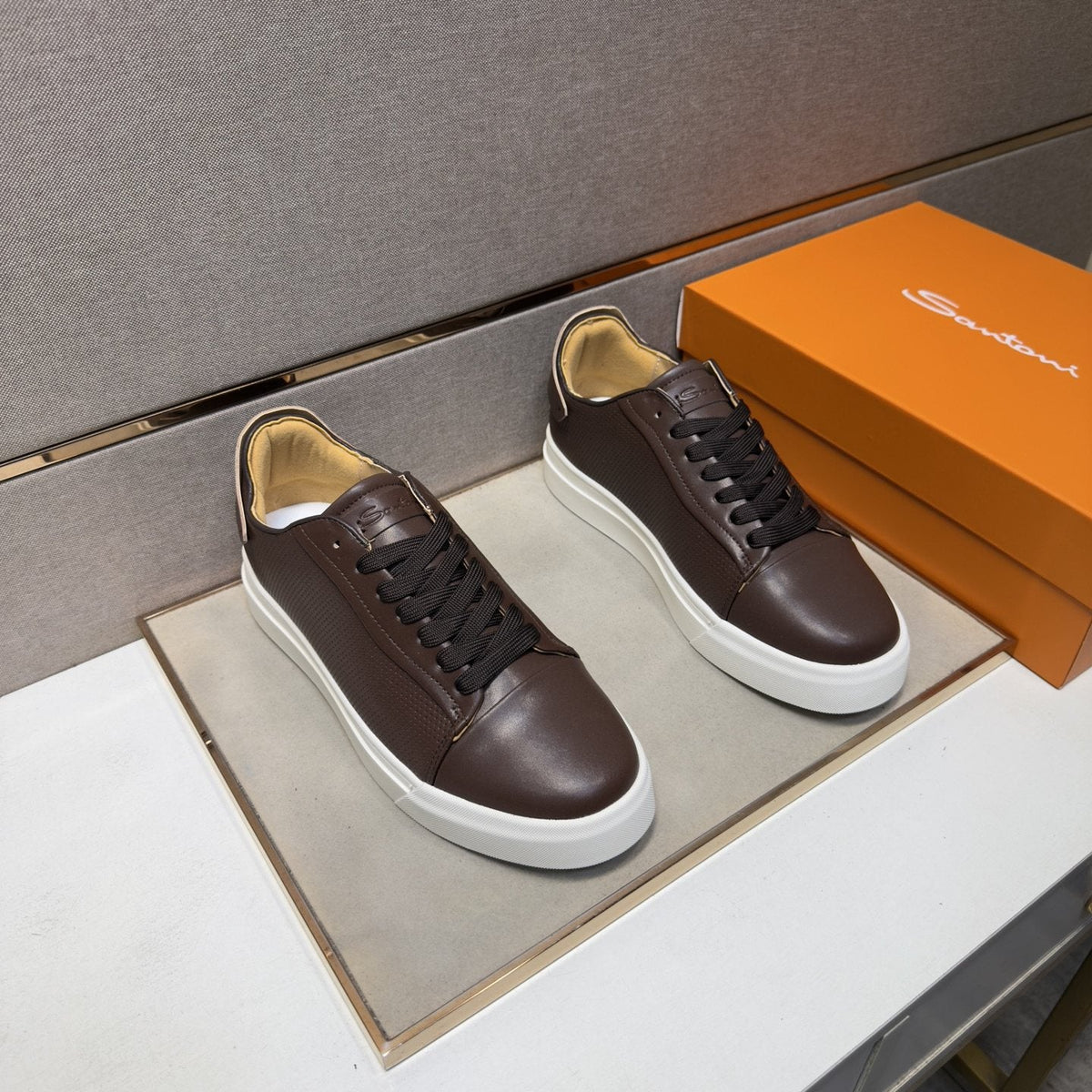 Santoni Navy Blue Low-Top Sneakers