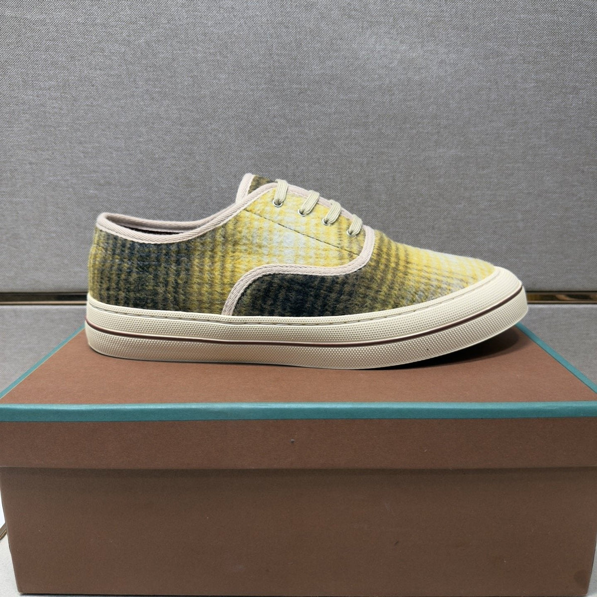 Loro Piana Men's Plaid Low-Top Sneakers