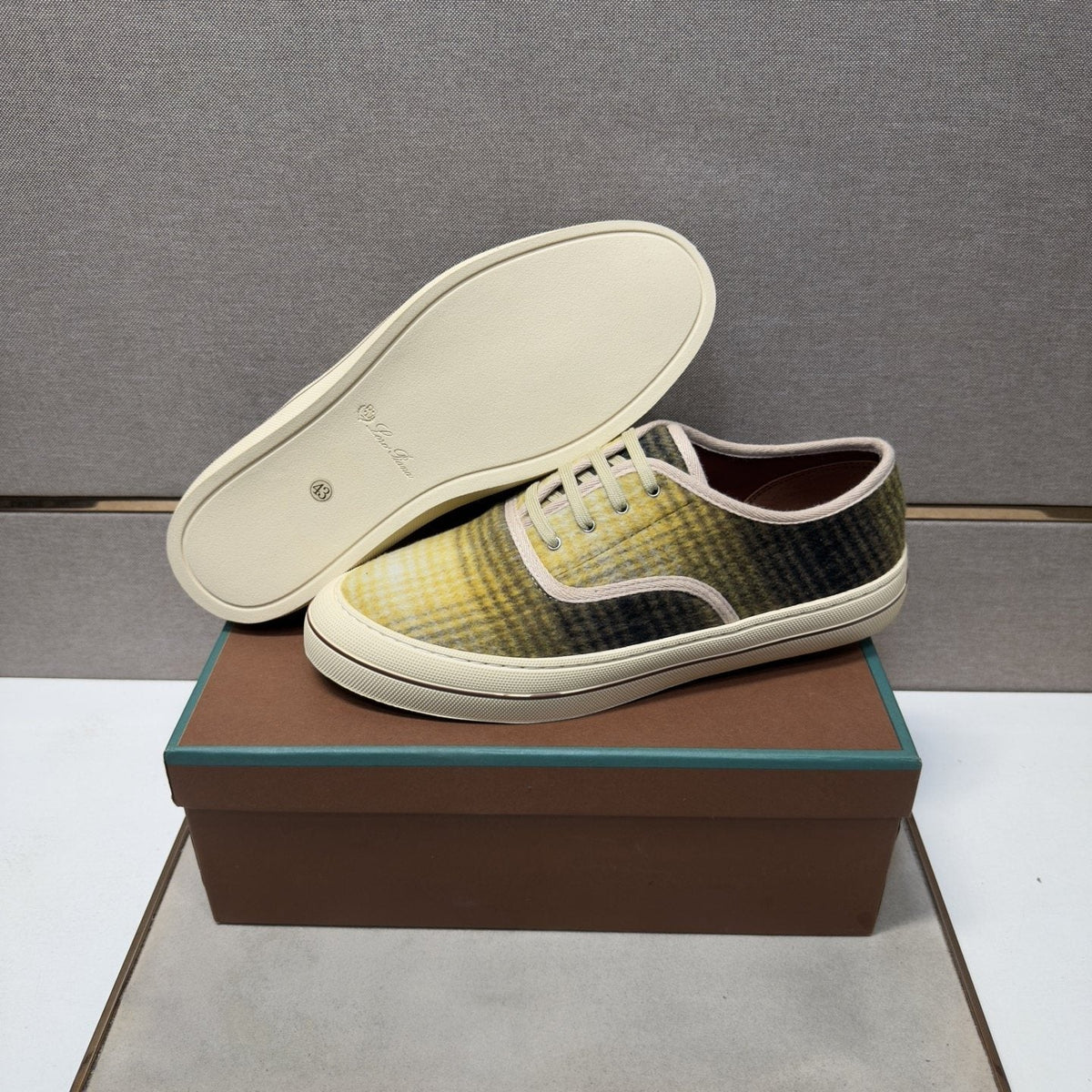 Loro Piana Men's Plaid Low-Top Sneakers